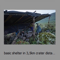 basic shelter in 3,5km crater distance, preparing for night observation